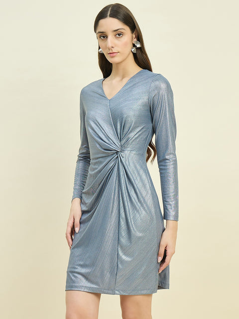 Madame Cinched Waist Grey Bodycon Dress