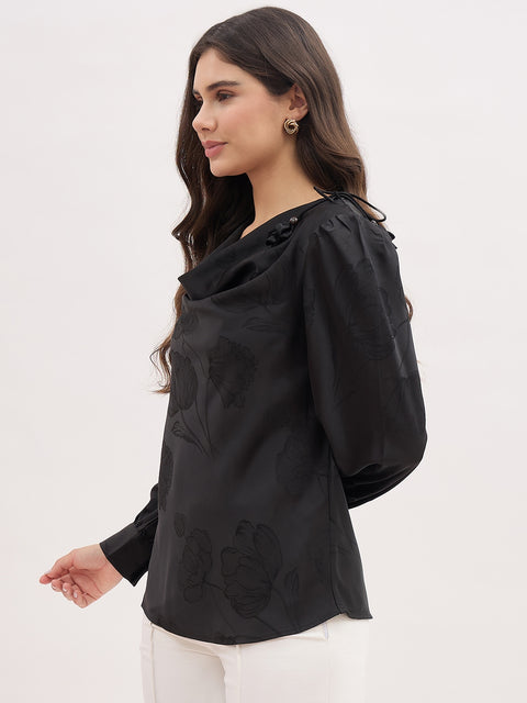 Madame Self Designed Satin Cowl Neck Top