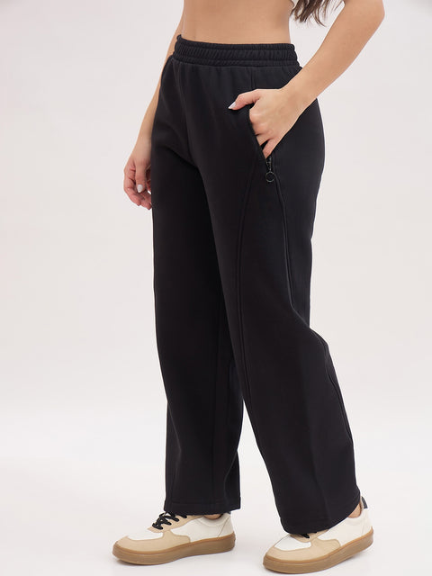Madame Black Cotton Track Pants
