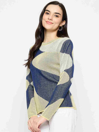 Madame Geometric Print Multicolor Knitted Top