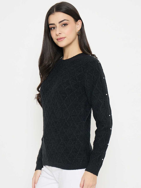 Madame Geometric Print Black Sweater