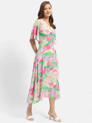 Madame Floral Print Pink Maxi Dress
