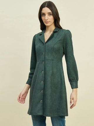 Madame Solid Green Blazer Dress