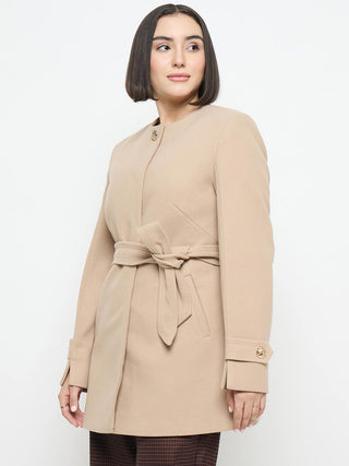 Madame Beige Belted Long Coat