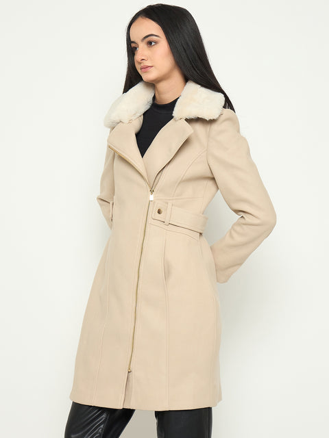 Madame Shirt Collar Off White Long Coat