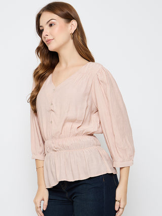 Madame Rayon Blend Pink Peplum Top