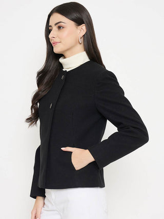 Madame Round Neck Black Short Coat