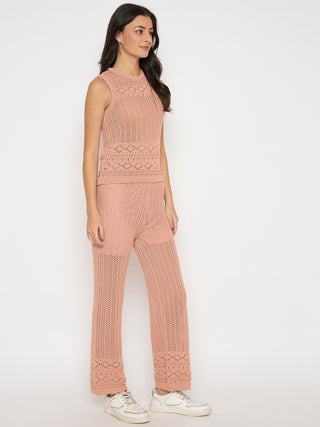 Madame Cotton Top and Bottom Rosewood Pink  Knitted Co-ord Set