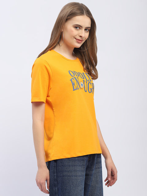 Madame Typography Orange Regular T-Shirt
