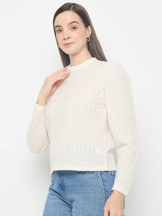 Madame Lace and Textured Off White Top