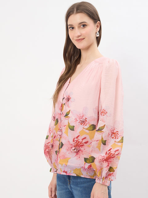 Madame Floral Print Pink Lyocell Blend Top