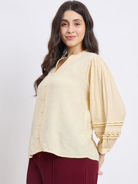 Madame Butter Yellow Embellished Lace Tunic