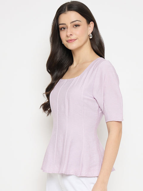 Madame Lilac Square Neck Rayon Blend Top