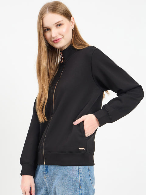 Madame Solid Black Sweat-Shirt