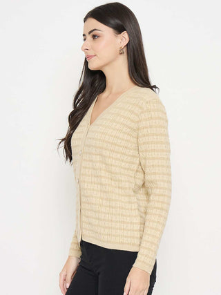 Madame Self Design Beige Cardigan