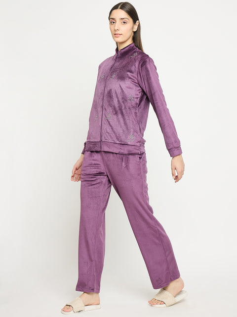 mSECRET Purple High Neck Night Suit