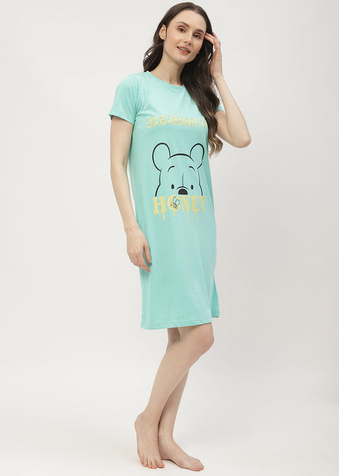 mSECRET Disney Pooh Printed Mint Green Nightdress
