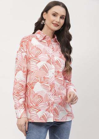 Madame Abstract Print Brick Orange Regular Shirt