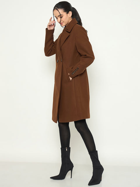 Madame Tan Brown Lapel Collar Long Coat