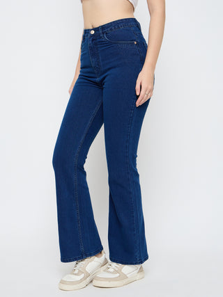 Madame Cotton Blend Dark Blue Flared Jeans