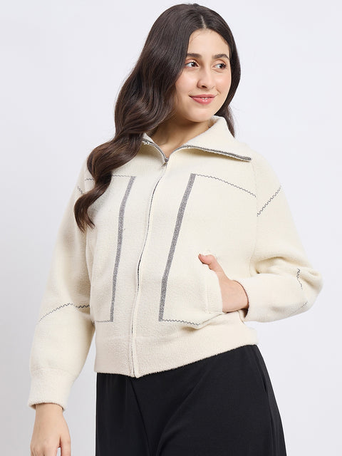 Madame Beige Polo Zipper Sweater