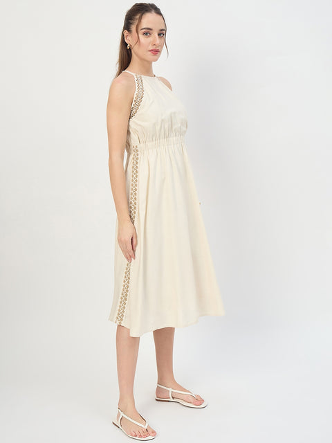 Madame Ivory Viscose Embroidery Trim Cami Midi Dress