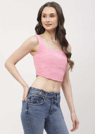Madame Solid Pink Corset Style Top