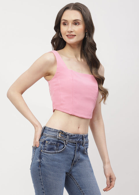 Madame Solid Pink Corset Style Top