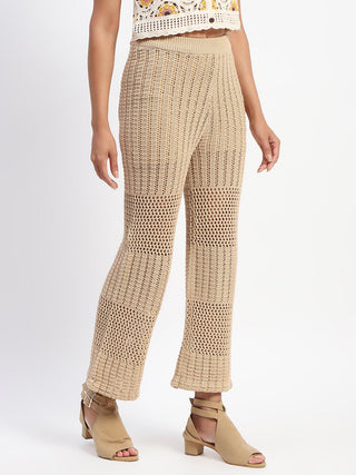 Madame Brown Cotton Crochet Palazzo