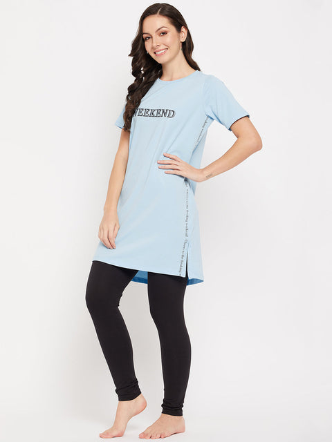 mSECRET Sky Cotton Typography 2 pc Nightsuit