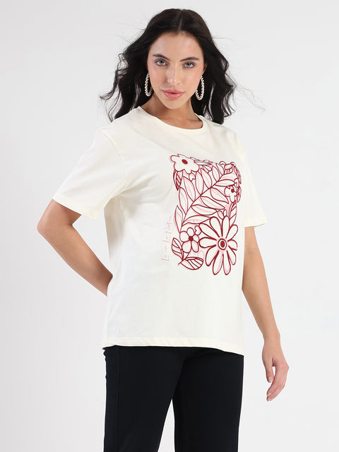 Madame Graphic Flock Print Off-White Sinker T-shirt