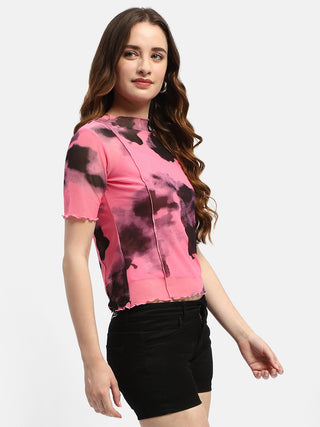 Madame Lettuce Hem Black Abstract Print T-Shirt