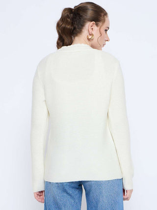 Madame Off White Cable Knit Acrylic Sweater