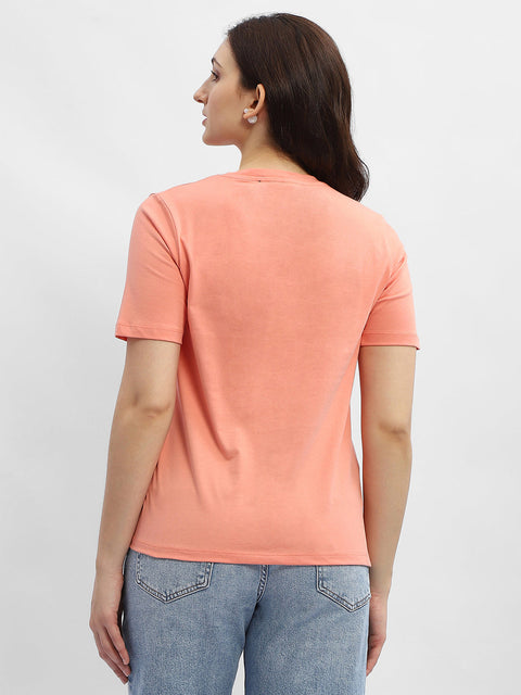 Madame Typography Salmon Cotton T-Shirt