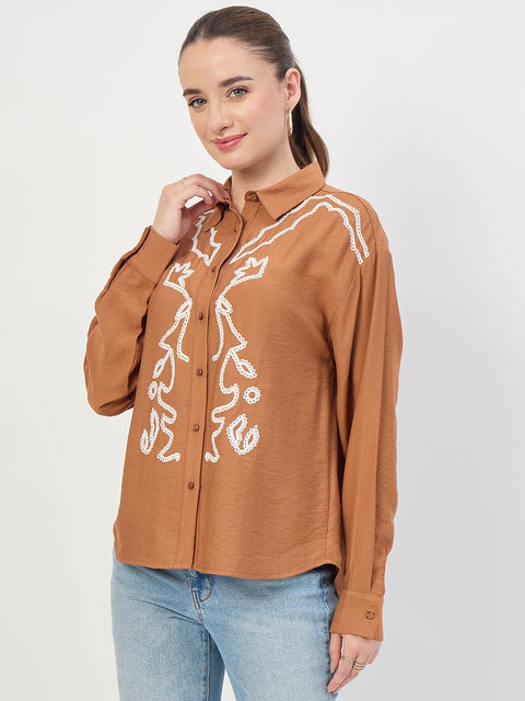 Madame Rust Embroidered Rayon Full Sleeve Shirt