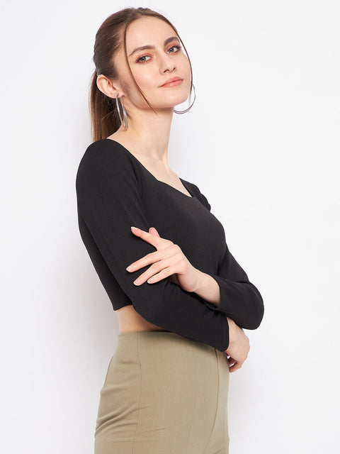 Madame Black Square Neck Top