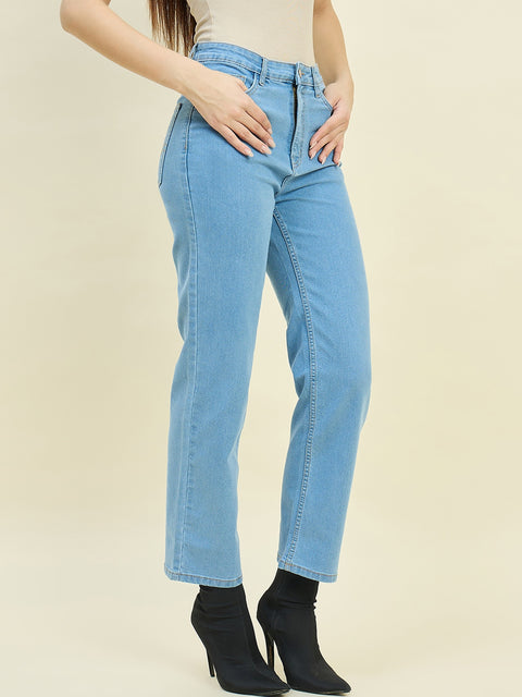 Madame Light Blue Cotton Blend Jeans