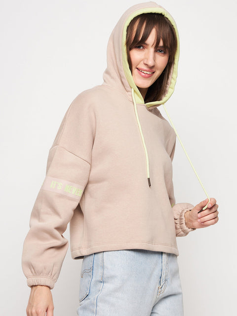 Madame Beige Hood Neck Sweatshirt