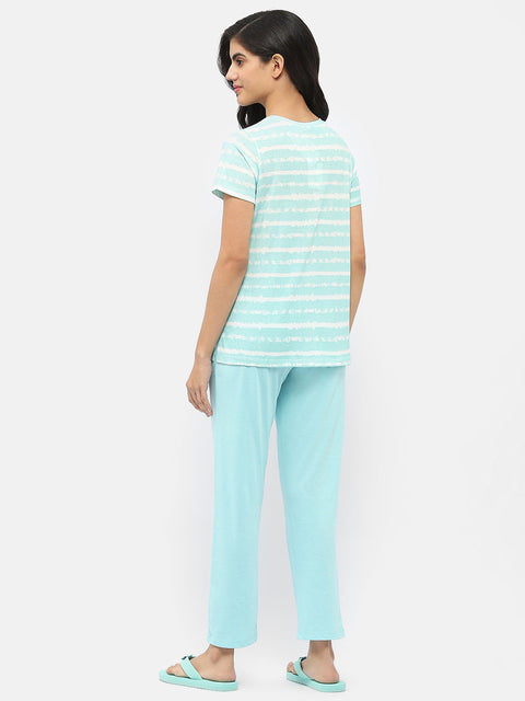 mSECRET Typography Aqua Blue Nightsuit