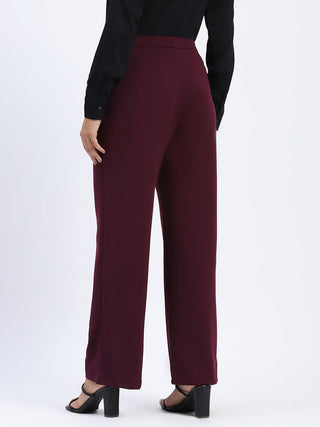 Madame Wide Legged Solid Plum Trousers