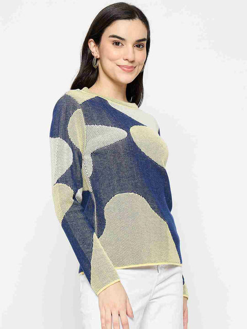 Madame Geometric Print Multicolor Knitted Top