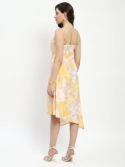 Madame Mustard Fit And Flare Cotton Blend Midi Dress