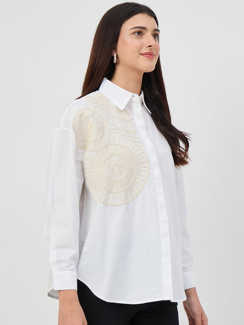 Madame White Embroidered Cotton Shirt