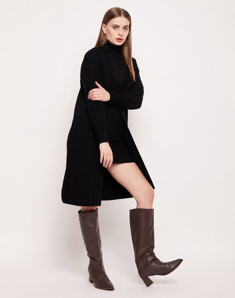 Madame Skirt And Turtleneck With Shrug Black Co-Ord Set