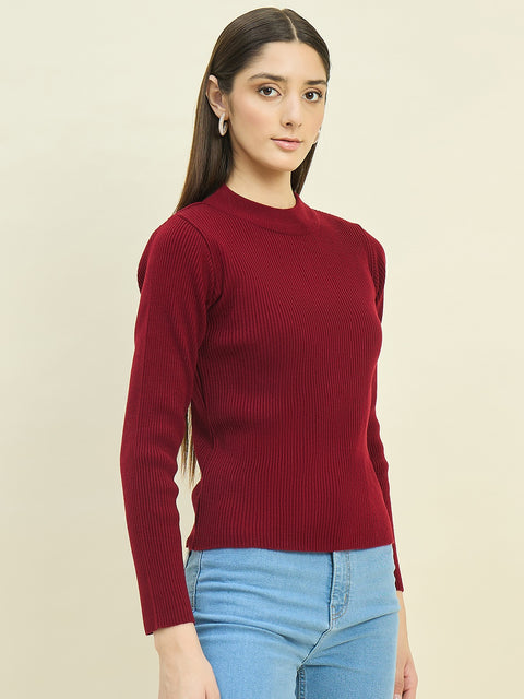 Madame Solid Maroon Mock Neck Skeeve