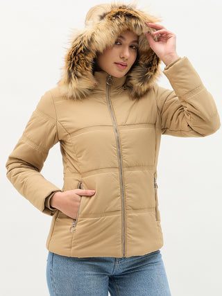 Madame Faux Fur Khaki Puffer Jacket