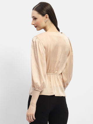 Madame Peasant Sleeve Golden Chain Adorned Top