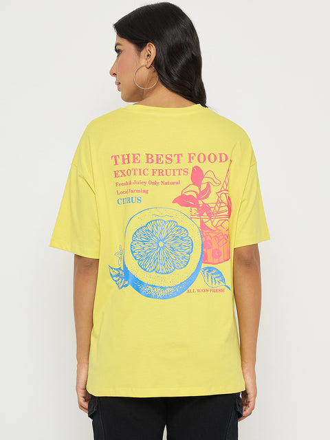 Madame Front and Back Graphic Print Yellow T-Shirt