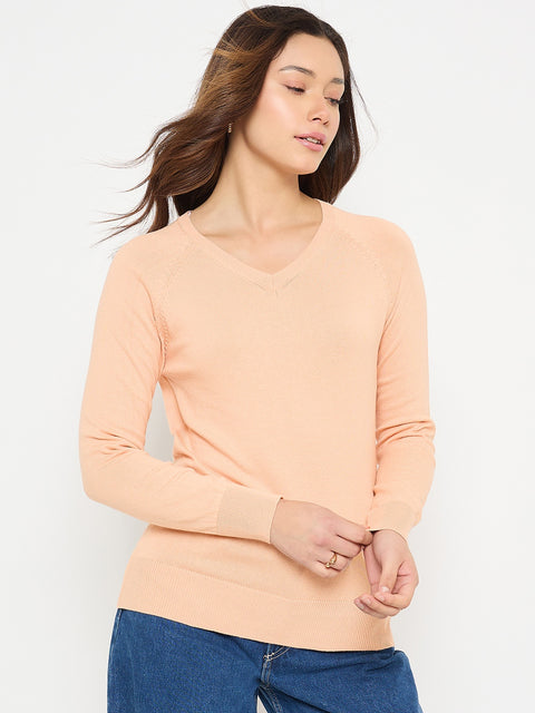 Madame Rosewood  Solid V Neck Sweater
