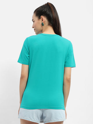 Madame Typography Sea Green Crew Neck T-Shirt